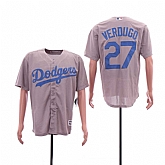 Dodgers 27 Alex Verdugo Gray Cool Base Jersey Sguo,baseball caps,new era cap wholesale,wholesale hats